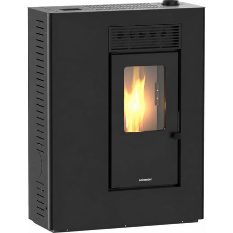 Estufa de Pellets Canalizable Slim 10 kW TIANA Negra Fondo 36 cm