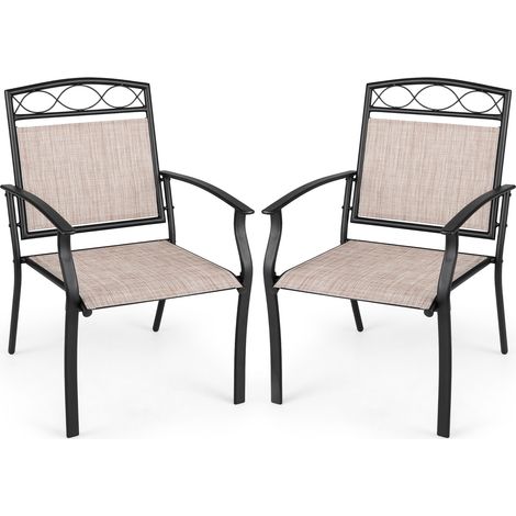 Fauteuil Salle à Manger en Métal avec Dossier Incliné, Accoudoirs, pour Terrasse Balcon, 60,5 x 73 x 92,5 cm, Charge 150 kg (1/5)