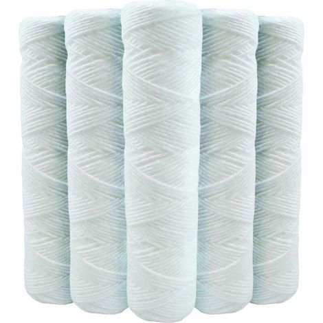 Lot de 5 Cartouches Bobinée Filtre à Eau Anti Sédiments 9 pouces 3/4-20 microns Compatibles Filtre 10 pouces