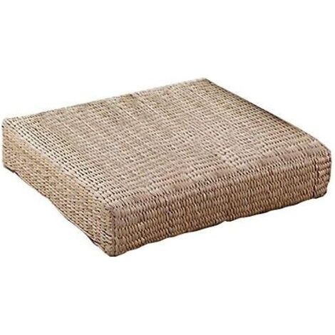 Tatami Coussin de Sol Zafu, Coussin de Méditation Écologique, Coussin Plat en Paille Tricotée, 40 cm (1/4)