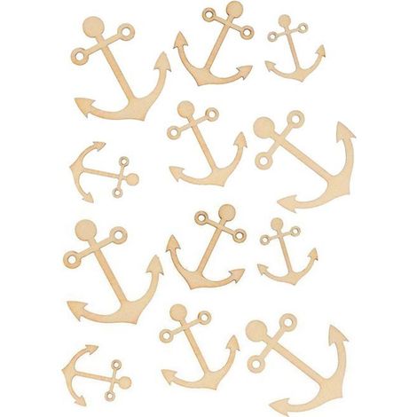 90 mini décorations en bois - Ancres de bateau (1/4)