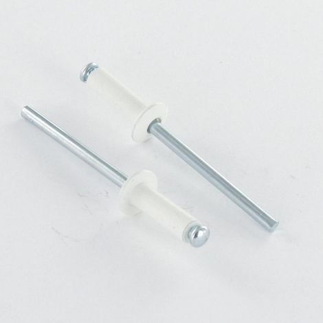 Rivet aveugle Aluminium Tige acier 4.8X10 Epaisseur de serrage 3 à 5 Tête Ronde Standard Laqué blanc