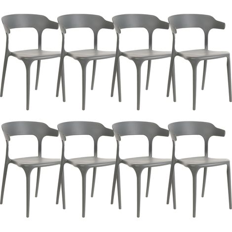 Conjunto de 8 sillas gris claro polipropileno resistente interior exterior Gubbio