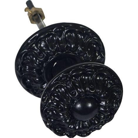 Bouton chainette Dahila 91mm noir – Finition epoxy résistante – Pour serrures à tirage – J502120 – Jardinier Massard
