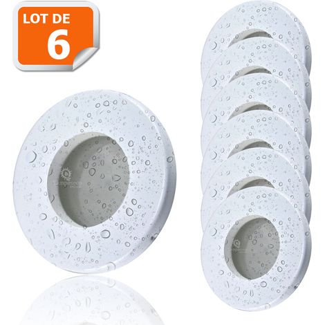 Lampesecoenergie – 6 spots LED encastrables étanches IP44 pour salle de bain – Blanc neutre 4000K – 5W 460 lumens – Angle d'éclairage 120° (1/4)