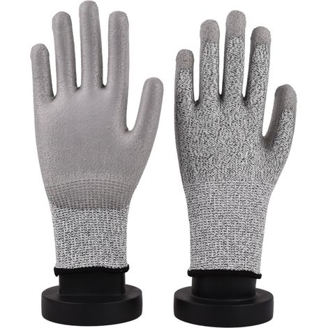 Gants de travail enduits de polyuréthane résistants aux coupures, adaptés à la transformation de la viande, du verre et des métaux (Taille L) (1/4)