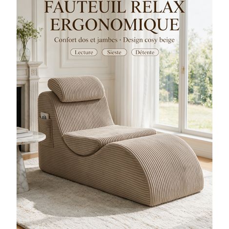 Fauteuil de loisirs ergonomique design unique, mousse HR, coussin amovible et poche, velours gris foncé 160x66x79cm (1/5)