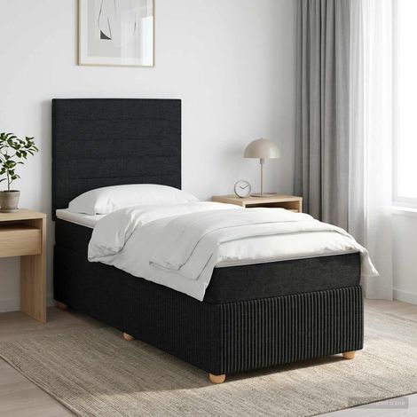 vidaXL Lit boxspring avec matelas Noir 90 x 190 cm Tissu (1/5)