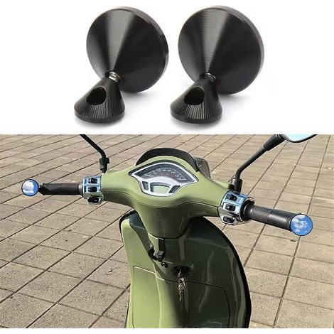 Motorradzubehör Seitlicher drehbarer Lenkerendenspiegel Schwarz (1/5)