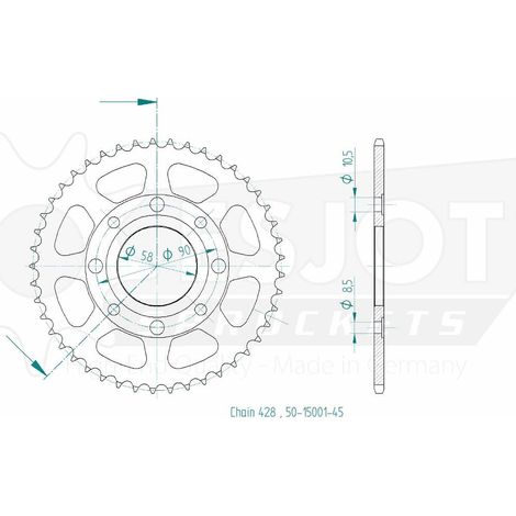 Couronne Acier TT Honda - 428 - 45 Dents - Similaire JTR269