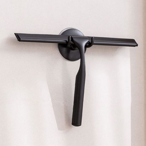 Duschabzieher aus Edelstahl mit starkem Saugnapfhaken für Badezimmer, Küche, Spiegel, Auto, Fenster und Glas, 25,4 cm, Schwarz.