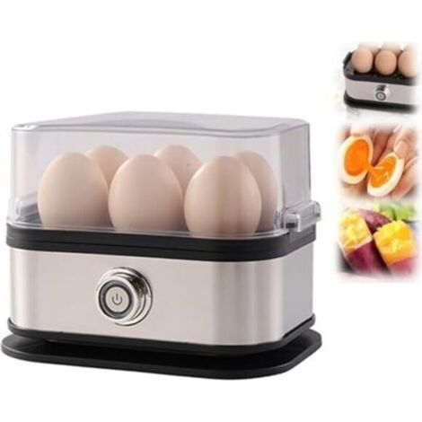 Cuociuova intelligente con spegnimento automatico, cuociuova veloce, uova sode e alla coque, capacità 6 uova, vaporiera multifunzionale in acciaio inox per ravioli e verdure