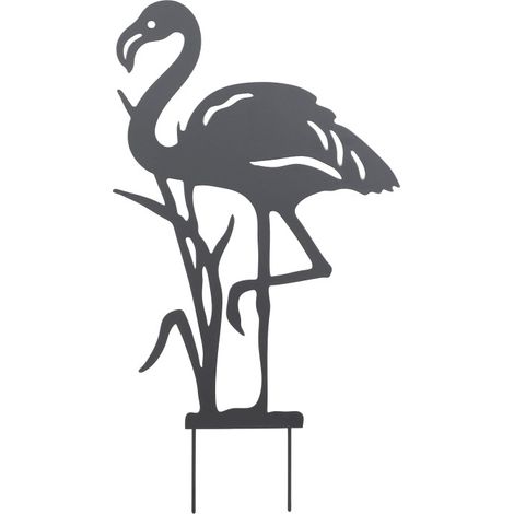 Décoration de Jardin Flamant Rose en Métal Noir à Planter 37 x 66 cm - Livraison gratuite