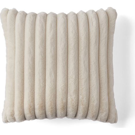 Laponie - coussin - en fausse fourrure côtelé - 40x40 cm - beige (1/3)