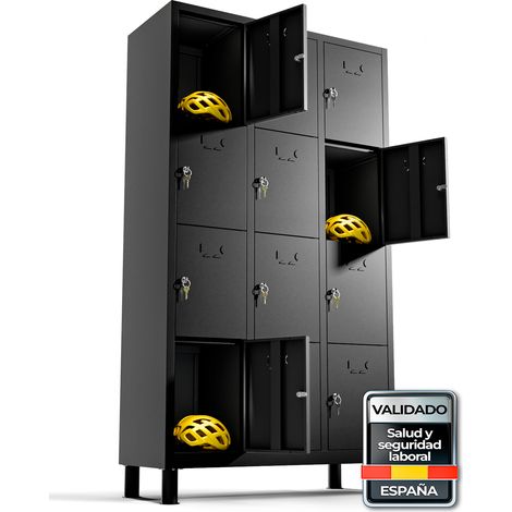 TwinThink Taquillas Vestuario Metalicas 12 Puertas 180 cm Armario Metalico Con Llave Locker Para Oficina Gimnasio Taller Garaje Centro Educativo Almacenamiento Seguro Alta Resistencia (Negro) (1/5)