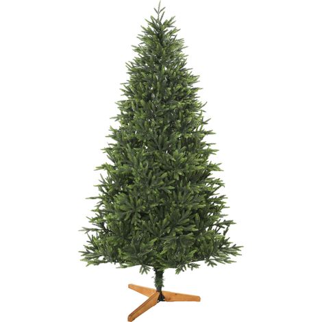 Sapin de Noël artificiel - HOMCOM - nordmann, 1008 pointes de branches articulées, support - PE sapin - Ø120 x 210 cm - vert (1/5)