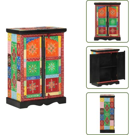 Buffet peint à la main avec portes 53x30x75 cm Bois de manguier - Buffet - Commode - Meuble De Rangement - Mobilier - Bois De Manguier (1/5)