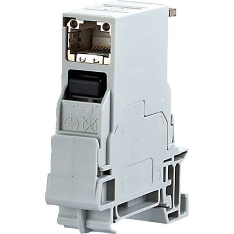 PRISE RÉSEAU BTRNETCOM POUR MONTAGE SUR RAIL DIN CAT. 6 RAL7035 METZ CONNECT 1401106113KE (1/2)