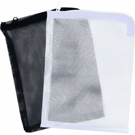 10pcs Sac à Filtre pour Aquarium, Sac de Filet en Nylon avec Cordon, Poissons Réservoir Sac en Filet Chaussettes pour Aquarium et Piscine et Jardin, 30 x 20CM (Blanc et Noir),--Lefou (1/4)