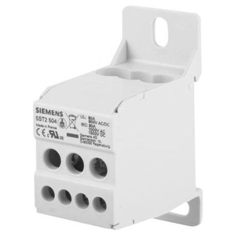 Bloque de distribución 80A 1P 690V 1x16mm2 8x10mm2 DIN 5ST2504