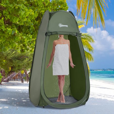 Tente de Douche Pop Up Imperméable en Polyester et Plastique, 100x100x185 cm, Vert Militaire