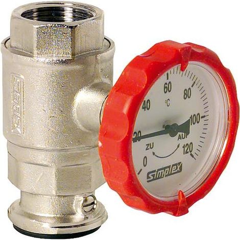 Flamco KH de pompe avec thermomètre rouge, SKB DN32 G1 1/4i PN16 MS vern., F10136