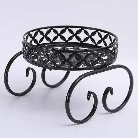 Indoor or Outdoor Flower Pot Stand, Metal Plant Stand, Round Garden Plant Stand for Living Room, Balcony Decoration (Black) (1/5)