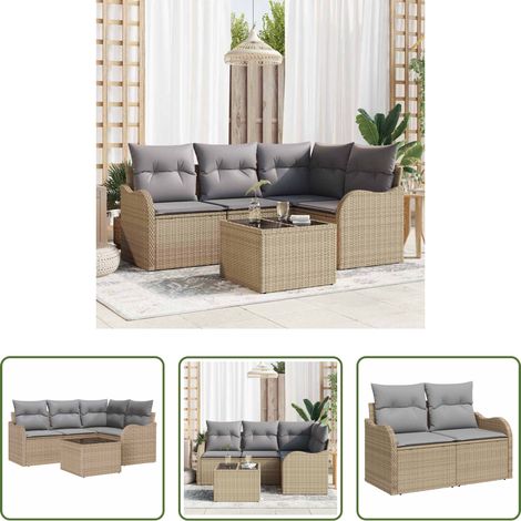 vidaXL Poly-Rattan - Gartensofa-set mit Speicher 5 pcs Schwarz Poly-Rattan (1/5)