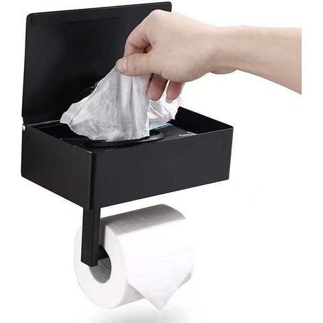 Wandmontierter Toilettenpapierhalter ohne Bohren, mit Ablagen und Feuchttuchspender, selbstklebender Toilettenpapierrollenhalter
