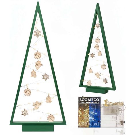 Sapin de Noël bois LED avec décorations 104 cm (1/5)