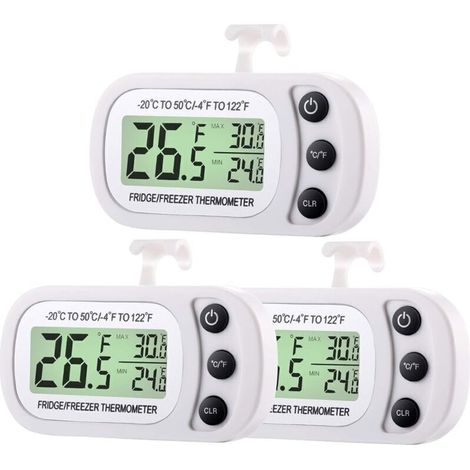 Digitales Kühlschrank-Gefrierschrank-Thermometer, Kühlschrank-Raumthermometer, wasserdichtes Kühlraum-Temperaturthermometer mit Max/Min-Aufzeichnungsfunktion, groß (1/4)