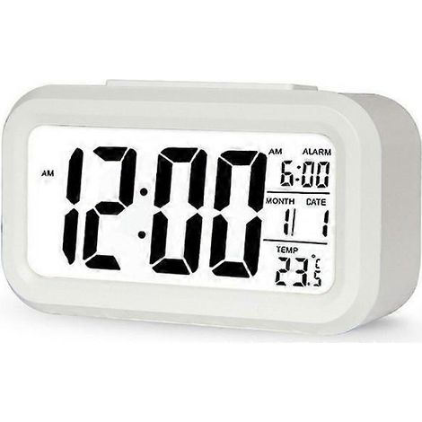 Réveil intelligent silencieux, montre électronique de table, montre de table numérique décorative pour chambre à coucher et accessoires, lumière de réveil LED (blanc) (1/5)