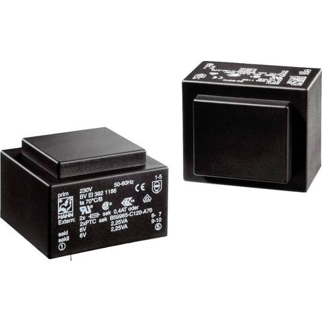Hahn BV EI 382 1189 Transformateur pour circuits imprimés 1 x 230 V 1 x 9 V/AC 4.5 VA C548432