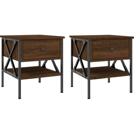 Maison Exclusive - Nachttische 2 Stk. Braun Eichen-Optik 40x42x45