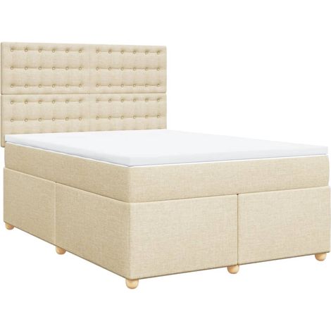 Maison Exclusive - Cama box spring con colchón tela color crema 1 (1/5)