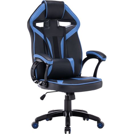 Silla giratoria ergonómica azul para videojuegos: comodidad y estilo para jugadores y usuarios de oficina. (1/5)
