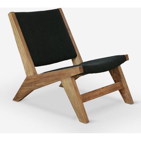 Butaca de madera y cuerpo de tejido negro para salón o dormitorio Marlon