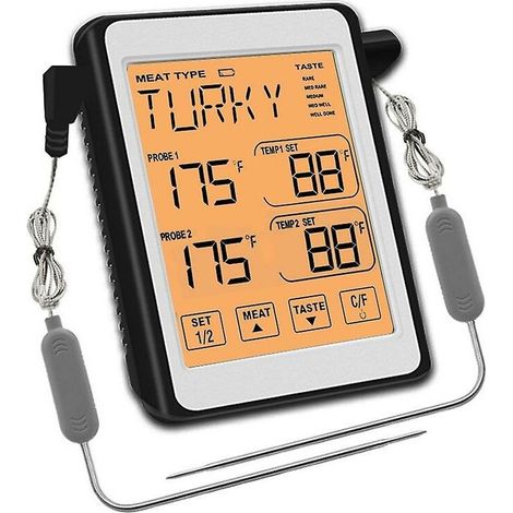 Digitales Fleischthermometer mit zwei Sonden für den Küchenofen (mit professioneller Sonde) – Orange (1/5)