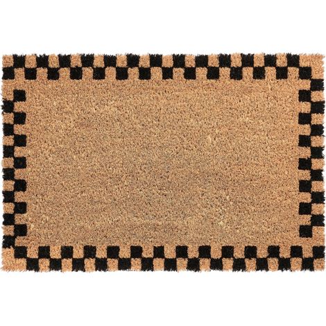 Doormat Beige/Black Coir with Anti-Slip Bottom 40 x 60 cm Anti Slip Decoration Solid Pattern Welcome Mat SAGADA (1/5)