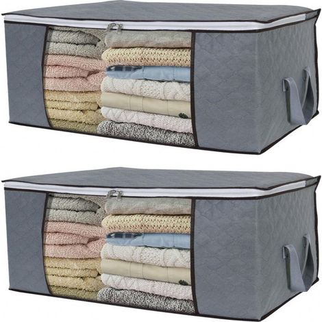 Sac de rangement pour draps, couvertures, vêtements 60x43x35 cm Gris