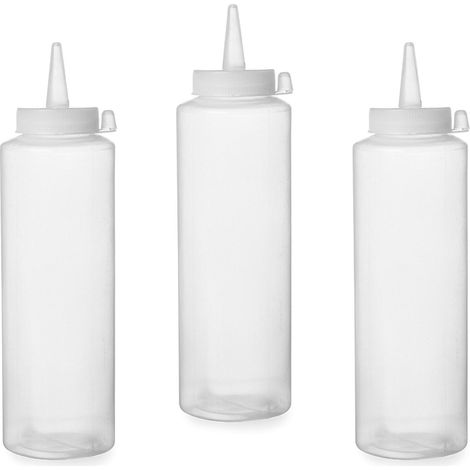 Bouteille distririce pour sauces froides, lot de 3 - transparente 0,7 L - HENDI 557952 (1/2)
