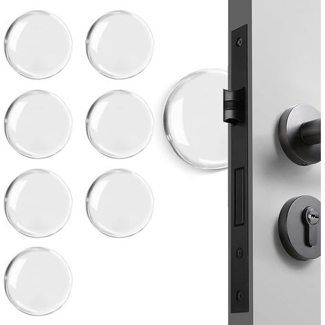 8 Butée de porte, silicone transparent, adhésif fort, réutilisable, protection murale, réduction bruit, intérieur maison (1/5)