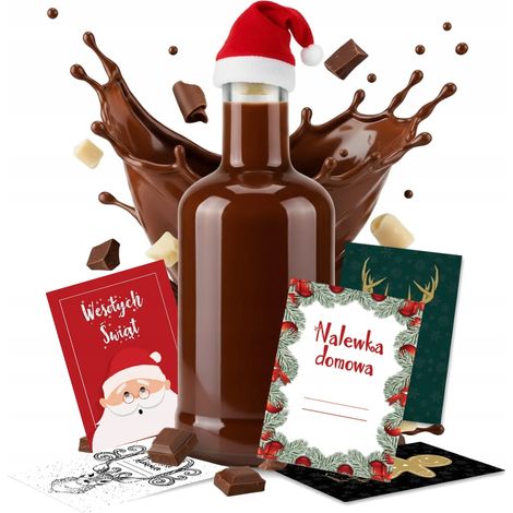 Botella de regalo TADEK de 250 ml con etiqueta de gorro de Papá Noel para tintura de licor. (1/5)