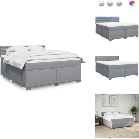 Sommier à lattes de lit avec matelas Gris clair 180x200cm Tissu - Sommier À Lattes De Lit - Sommiers À Lattes De Lit - Lit - Meuble De Chambre À Coucher (1/5)