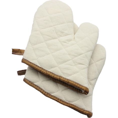 Hitzebeständige Küchenhandschuhe aus Baumwolle (2er-Pack), dick und hitzebeständig, für Mikrowelle und Backen. (1/5)