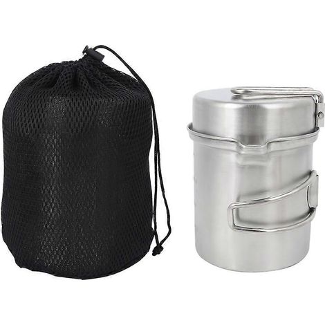 Ensemble de casseroles et poêles portables en acier inoxydable pour le camping et la randonnée. (1/4)