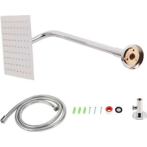 Pommeau de douche plafond en acier inoxydable 8 pouces, montage mural avec filetage G1/2 pouce, jet de pluie pour salle de bain, kit accessoire douche (1/5)