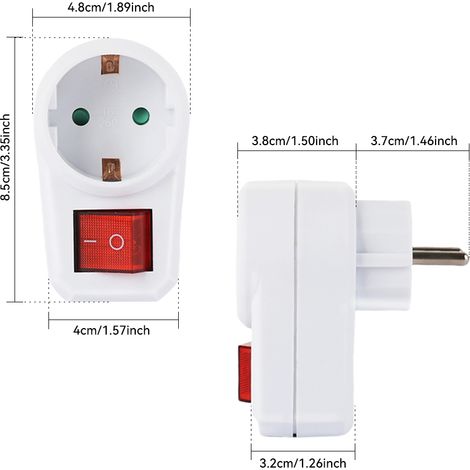 Prise Schuko 2 broches CILIA, blanche – Type F, économie d'énergie, gain de place avec connecteur intermédiaire et bornes de terre (1/5)