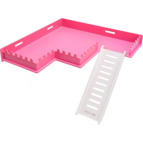 Plateforme d'exercice sécurisée pour hamster, en plastique, avec échelle, pour cage à cobayes et chinchillas (type M). (1/5)