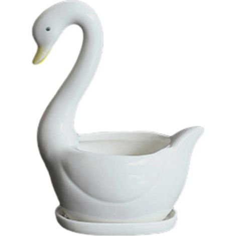 Pot de fleurs en cramique en forme de cygne blanc support pour B (1/5)